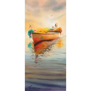 Shaima Umer, 10 x 22 Inches, Watercolor on Paper, Seascape Painting, AC-SHA-088 Shaima Umer, 10 x 22 Inches, Watercolor on Paper, Seascape Painting, AC-SHA-088